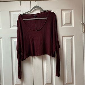 Topshop - maroon thermal long sleeve crop top